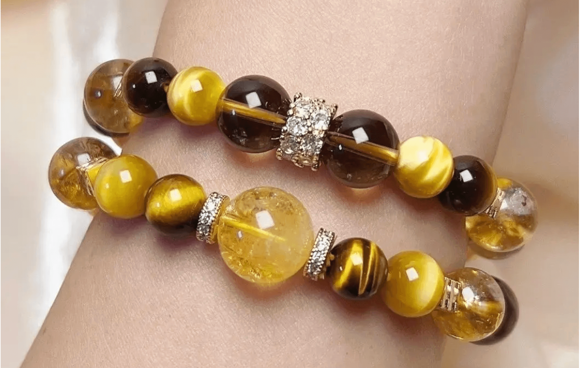 天然黄水晶猫眼手链