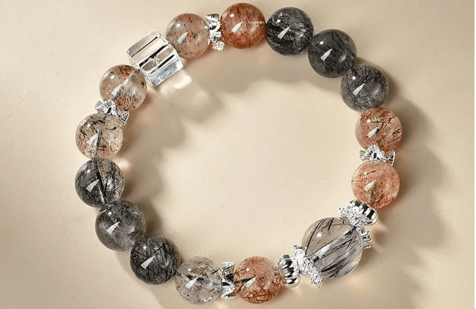 天然黄发晶手链